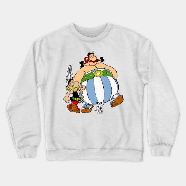 mustachioed uncle and cute little dog Crewneck Sweatshirt by LEMOUS TEES